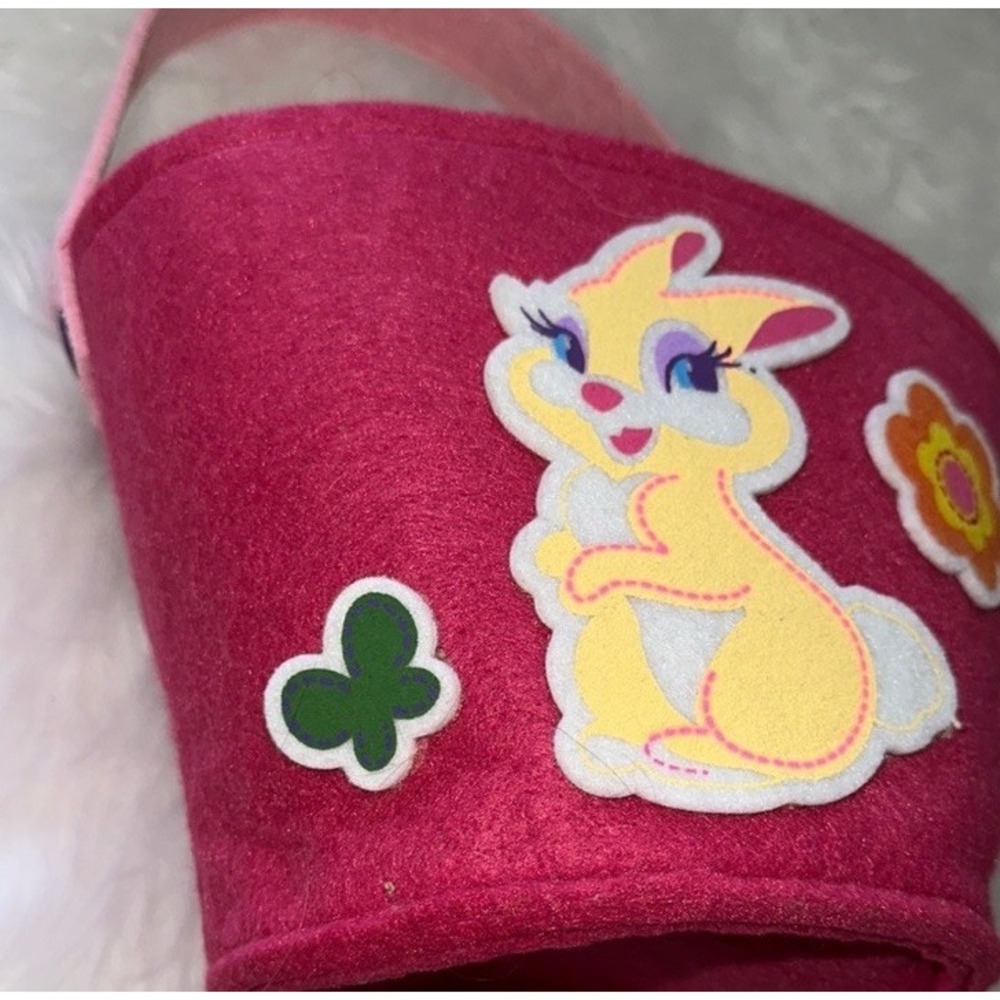 Disney Store Miss Bunny Felt Easter Basket Pink Bambi Rabbit Tote Bag NWT - Picture 4 of 14